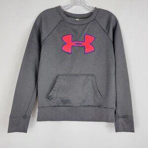 Under Armour Storm Cold Gear Womens Sweatshirt Size XS Gray Hot Pink Fleece Logo